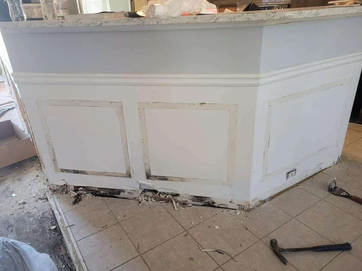Water damage and mold on kitchen during Storm Damage Restoration in Diamond Bar